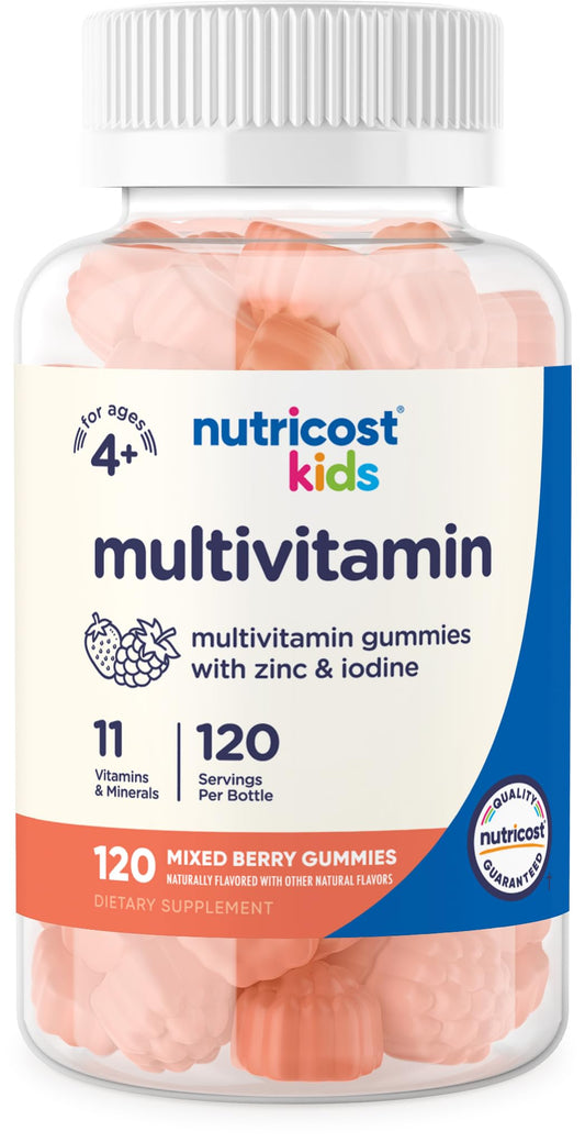 Nutricost Kids Multivitamin Gummies 120 Servings (Mixed Berry Flavored Gummies) - Gluten Free, Non-GMO, and Vegetarian Friendly
