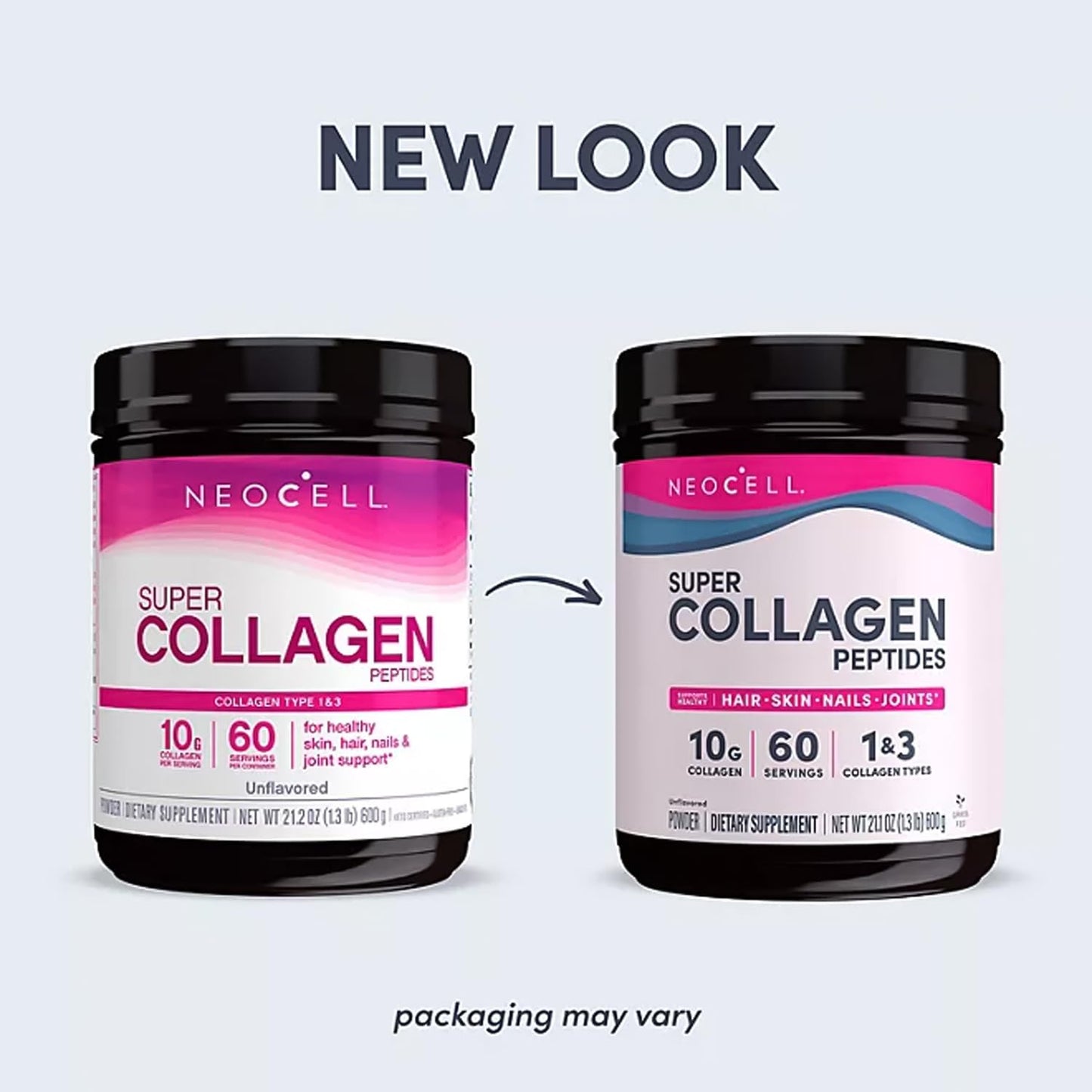 NCell Super Collagen Peptides, Unflavored Powder, Collagen Type 1 & 3 (21.2 oz.) (1.3Lbs)