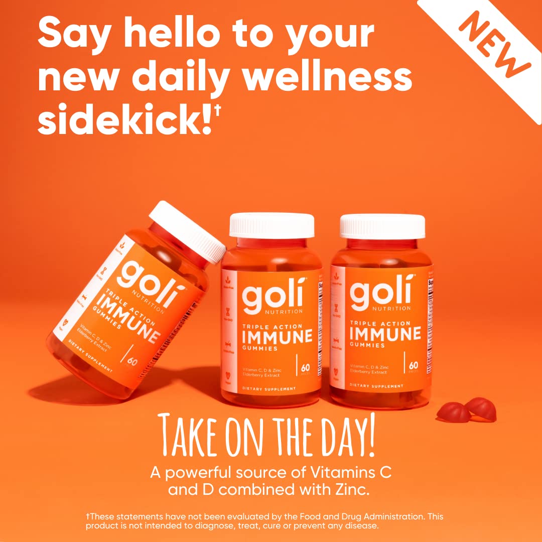 Pre-Order | Arrives in 5–10 Days – Goli Immune Vitamin Gummy - 60 Count - Elderberry, Vitamin C, D & Zinc, Vegan, Non-GMO, Gluten-Free & Gelatin-Free, Pack of 1