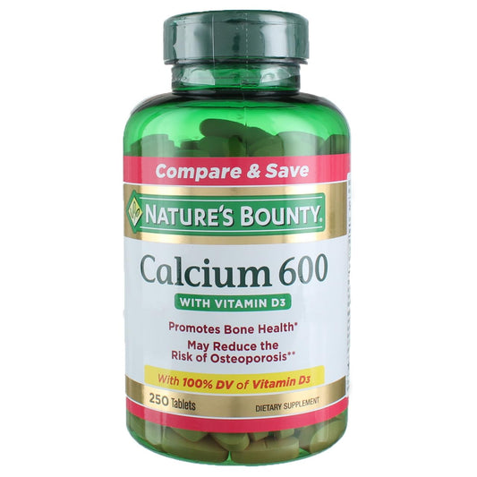 Nature's Bounty Calcium Carbonate & Vitamin D, Supports Immune Health & Bone Health, 600mg Calcium & 800IU Vitamin D3, 250 Tablets