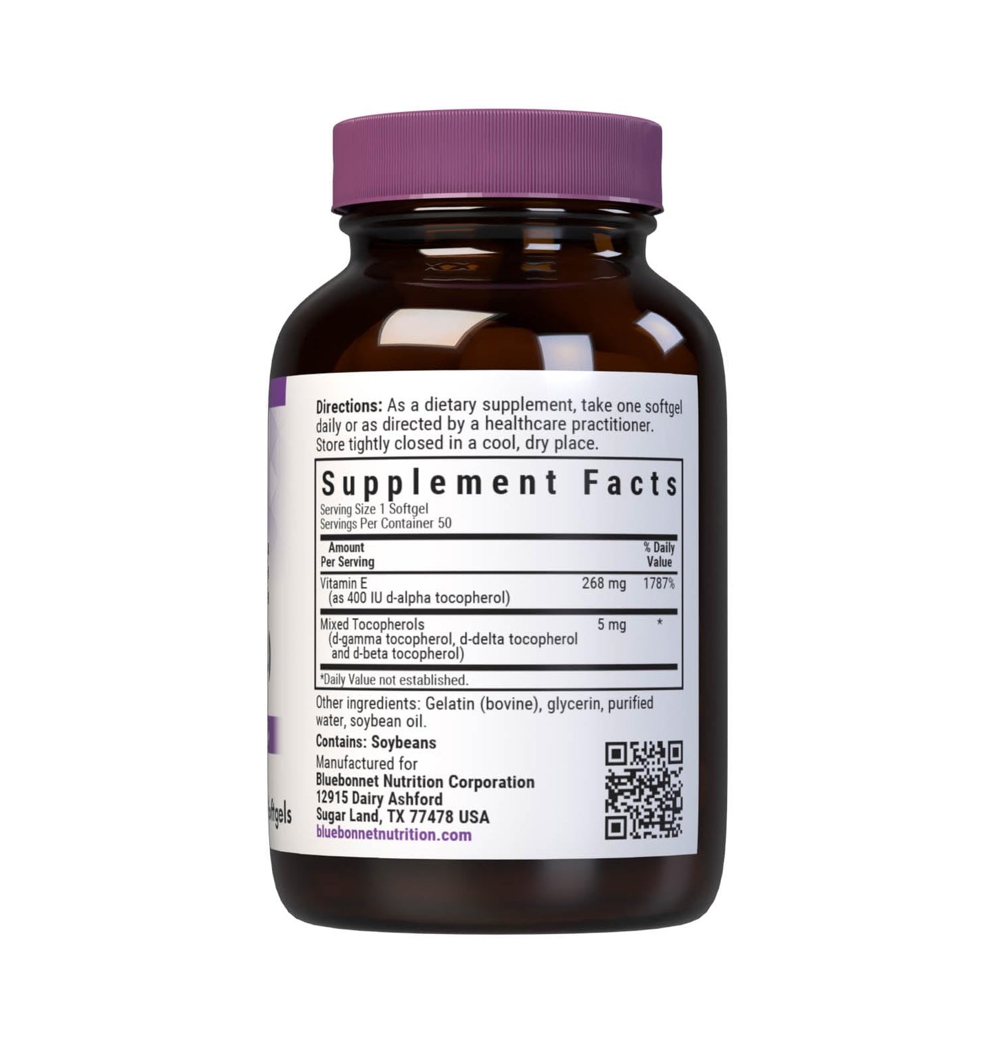 Pre-Order | Arrives in 5–10 Days – Bluebonnet Nutrition Vitamin E 400 IU (268 mg) Mixed Tocopherols Softgels, Free Radical Portection & Cardiovascular Support, Gluten-Free, Dairy-Free, 50 Softgels, 50 Servings