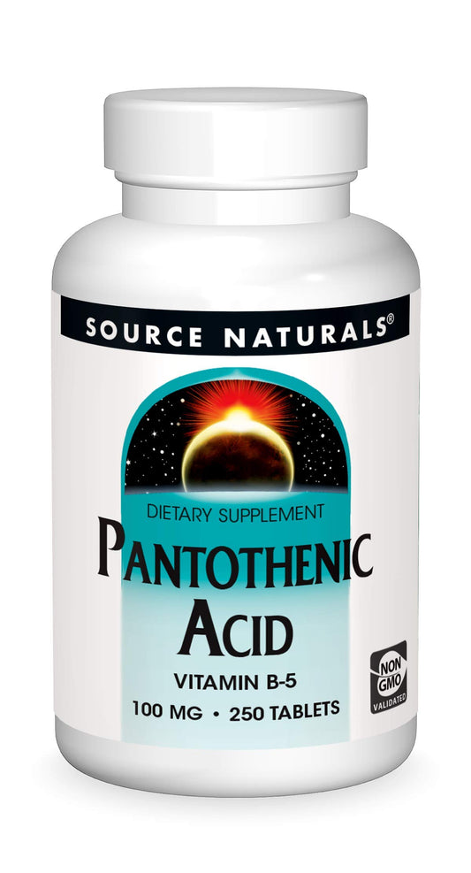 Pre-Order | Arrives in 5–10 Days – Source Naturals Pantothenic Acid 100 mg Vitamin B-5 Dietary Supplement - 250 Tablets