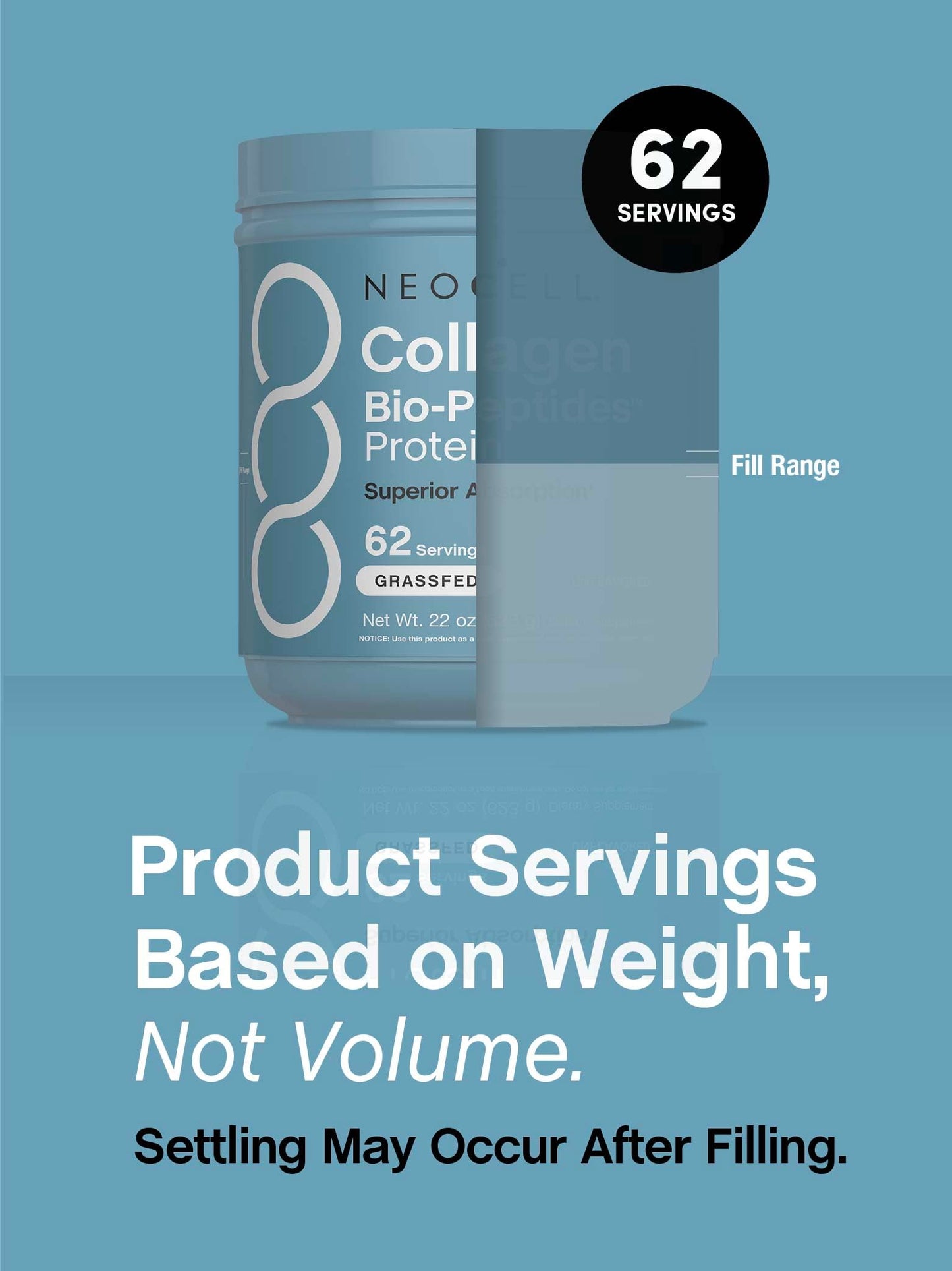 NeoCell Collagen Bio-Peptides Powder | 22oz | Super Hair, Skin, and Nails | Superior Absorption | Grassfed Protein Supplement | Advanced with 18 Essential Amino Acids |