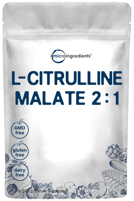 Pre-Order | Arrives in 5–10 Days – Pure L Citrulline Malate 2:1 Powder, 500 Grams, Filler Free, Vegan Citrulline Supplement and Citrulline Nitrate, Supports Muscle Performance, Endurance and Strength, Unflavored, Dissolve Easily