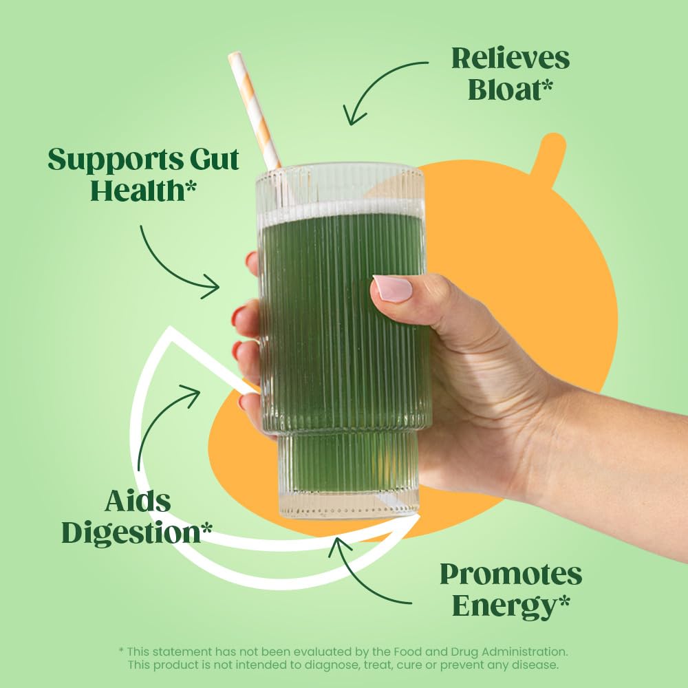 Pre-Order | Arrives in 5–10 Days – 
Bloom Nutrition Superfood Greens Powder, Digestive Enzymes with Probiotics and Prebiotics, Gut Health, Bloating Relief for Women, Chlorella, Green Juice Mix with Beet Root Powder, 25 SVG, Mango