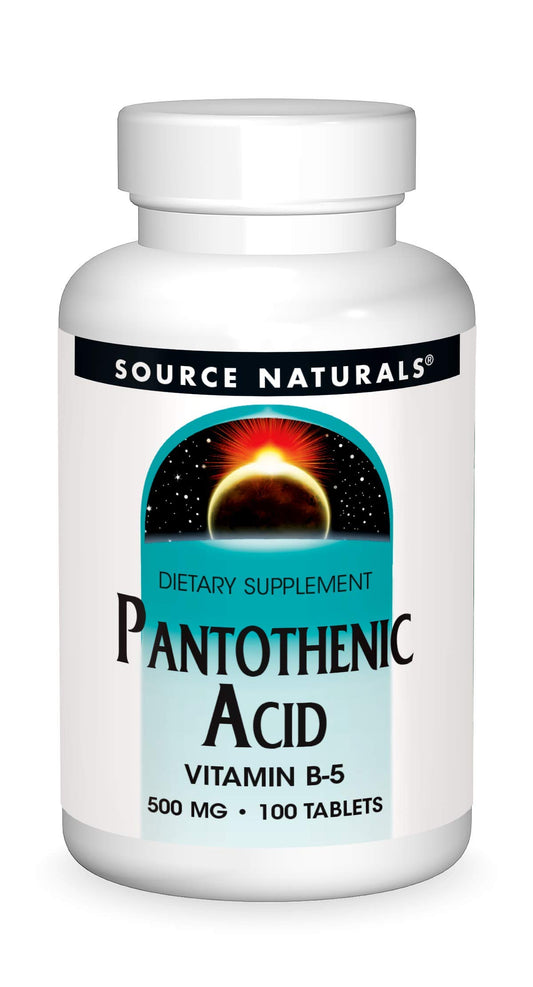 Pre-Order | Arrives in 5–10 Days – Source Naturals Pantothenic Acid 500 mg Vitamin B-5 Dietary Supplement - 100 Tablets