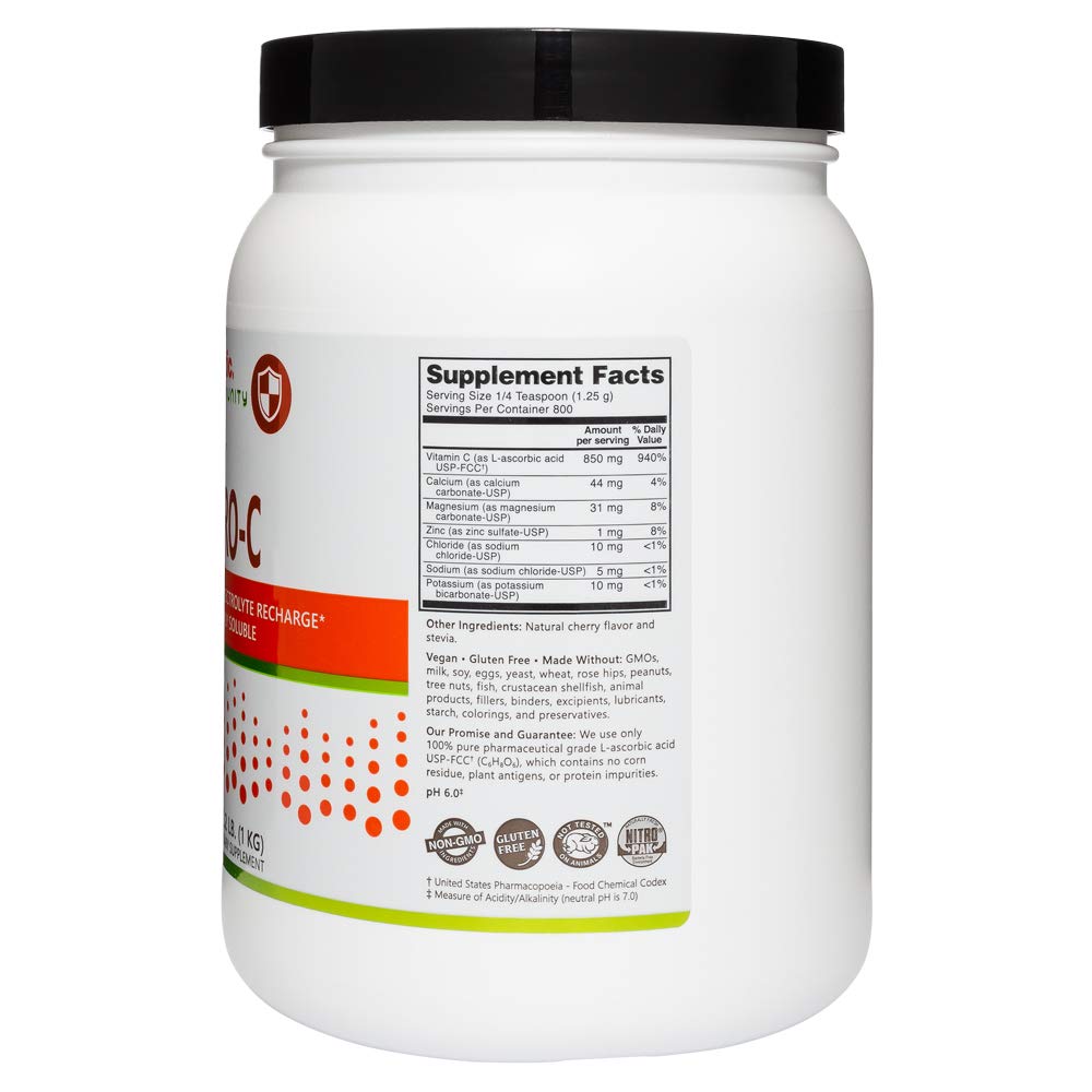 NutriBiotic - Cherry Electro-C Vitamin C & Electrolyte Powder, 2.2 Lb | 850 Mg Vitamin C Per Serving | Effervescent Electrolyte Recharge | Buffered & Highly Soluble | Non-GMO & Gluten Free