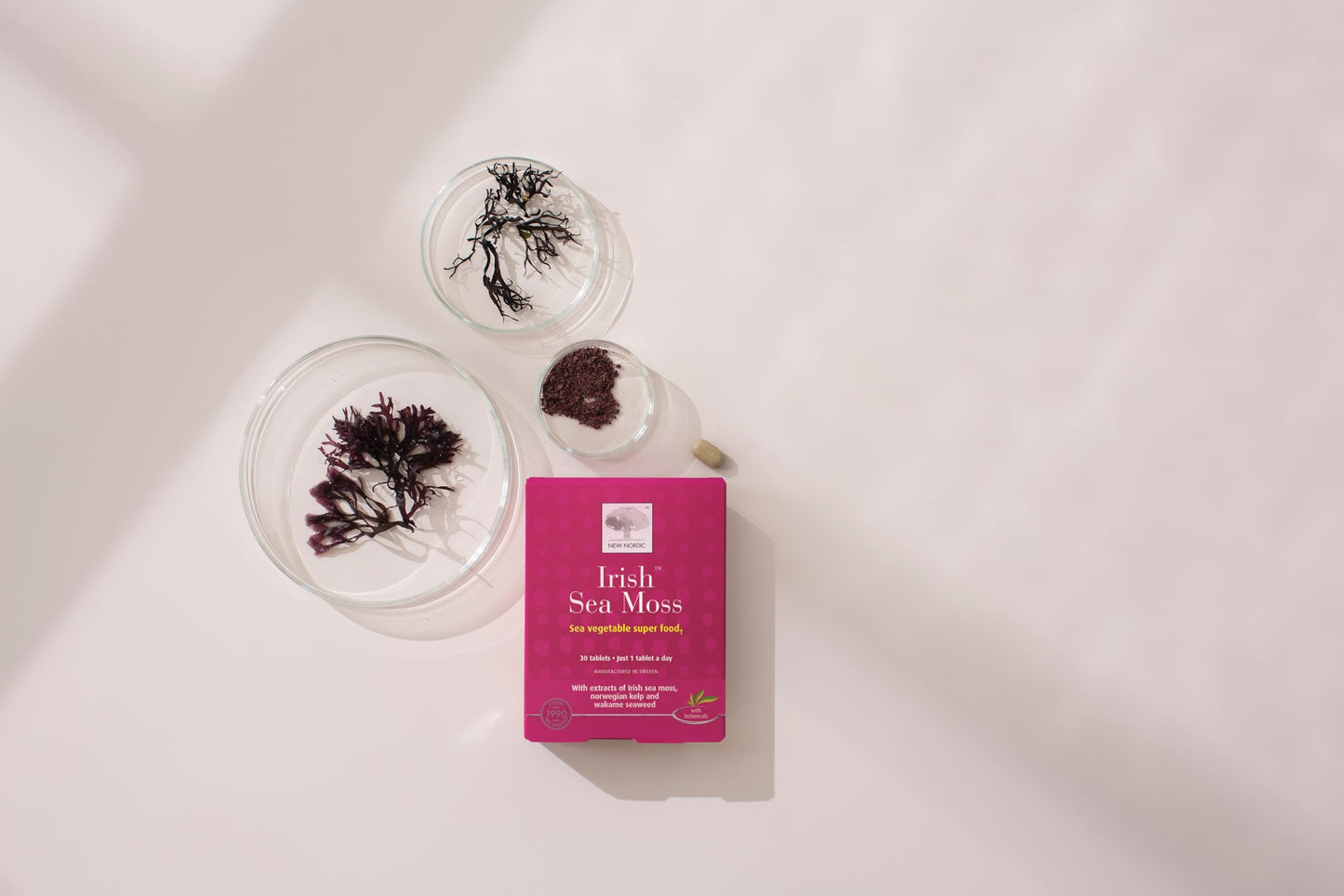 NEW NORDIC Irish Sea Moss Extract, Powerful Tri-Algae Complex with Pure Norwegian Kelp and Wakame Seaweed, Vegan & Gluten Free, Compressed Raw Powder, 30 Tablets