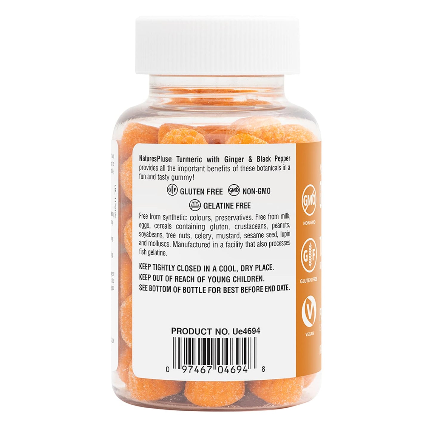 Natures Plus Gummies Turmeric Curcumin - 60 Gummies, Peach - Supports Joint, Digestive & Cardiovascular Health - Vegan, Gluten Free, Non-GMO - 30 Servings