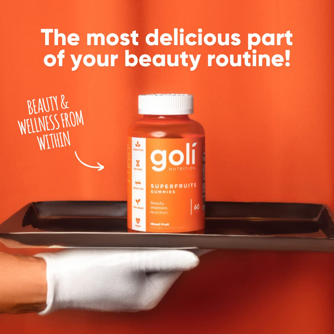 Pre-Order | Arrives in 5–10 Days – Goli Nutritional Supplement, SuperFruits Beauty Gummy Vitamin - 60 Count - Collagen-Promoting Ingredients - Mixed Fruit, Vegan, Plant-Based, Non-GMO, Gluten-Free & Gelatin Free