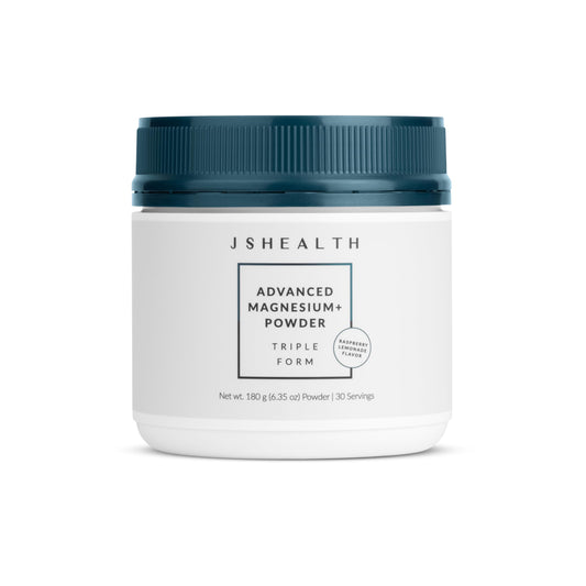 JSHealth Vitamins Advanced Magnesium+ Powder with Magnesium Glycinate & Citrate - Magnesium Supplement with 3 Forms of Bioavailable Magnesium, 400 mg/Serving