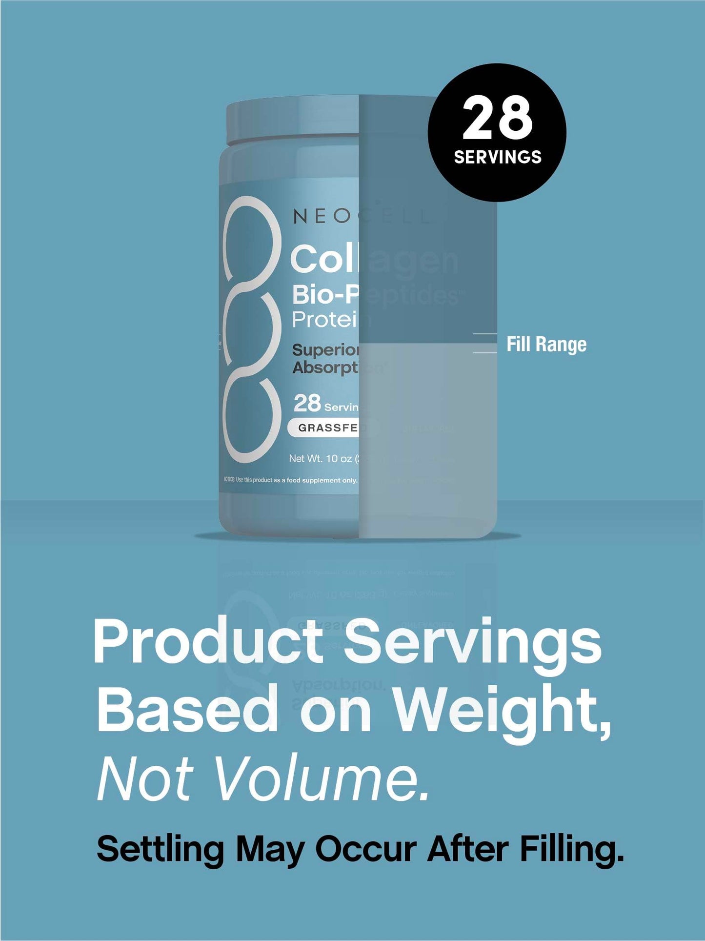 NeoCell Collagen Bio-Peptides Powder | 10oz | Super Hair, Skin, and Nails | Superior Absorption | Grassfed Protein Supplement | Advanced with 18 Essential Amino Acids |