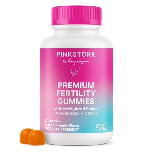 Pink Stork Premium Fertility Gummies for Women - Prenatal Conception Supplements for Her with Inositol, CoQ10, Folate and Vitamins to Support Hormone Balance, Ovulation + Menstrual Cycle, 60 Gummies