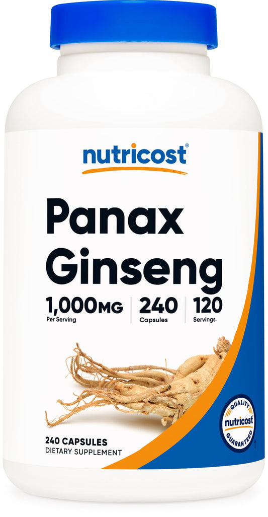 Pre-Order | Arrives in 5–10 Days – Nutricost Panax Ginseng 1000mg, 240 Capsules - Non GMO, Gluten Free, 120 Servings