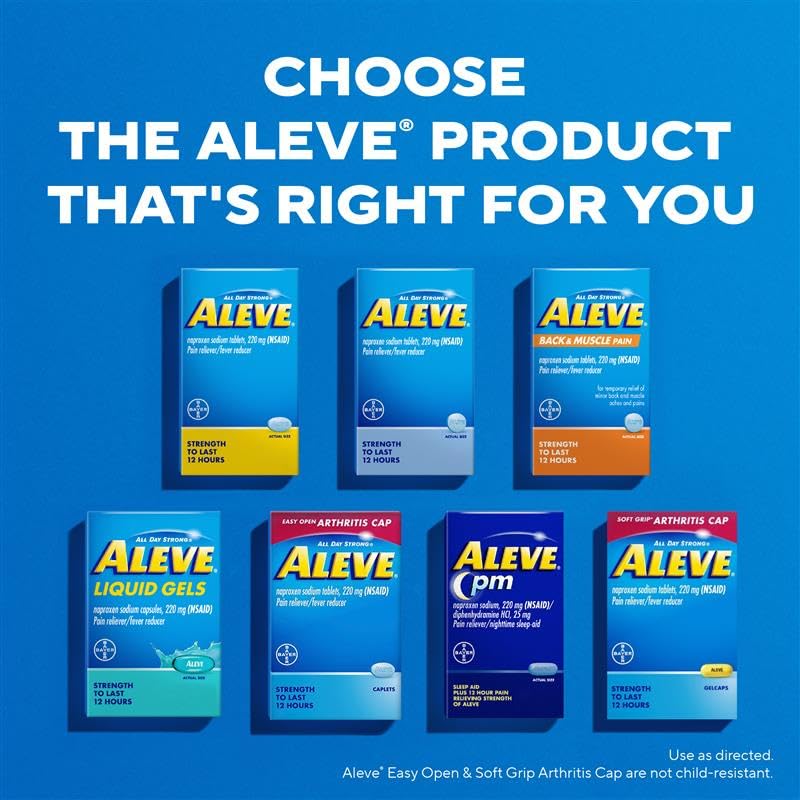 Aleve Pain Reliever & Fever Reducer Tablets, Naproxen Sodium, Headache, Back and Body Pain Relief Medicine, 270 Count