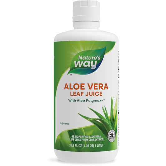 Nature's Way Aloe Vera Leaf Juice with Aloe Polymax+, 99.5% Purified Aloe Vera Leaf Juice from Concentrate, International Aloe Science Council Certified, Unflavored, 33.8 Fl Oz