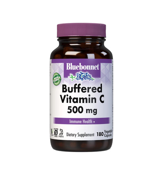 Pre-Order | Arrives in 5–10 Days – BlueBonnet Nutrition Buffered Vitamin C-500 mg Vegetable Capsules, Buffered Calcium Ascorbate, For Immune Health, Soy Free, Gluten Free, Non-GMO, Kosher, Dairy Free, Vegan, 180 Vegetable Capsules ('743715005693)