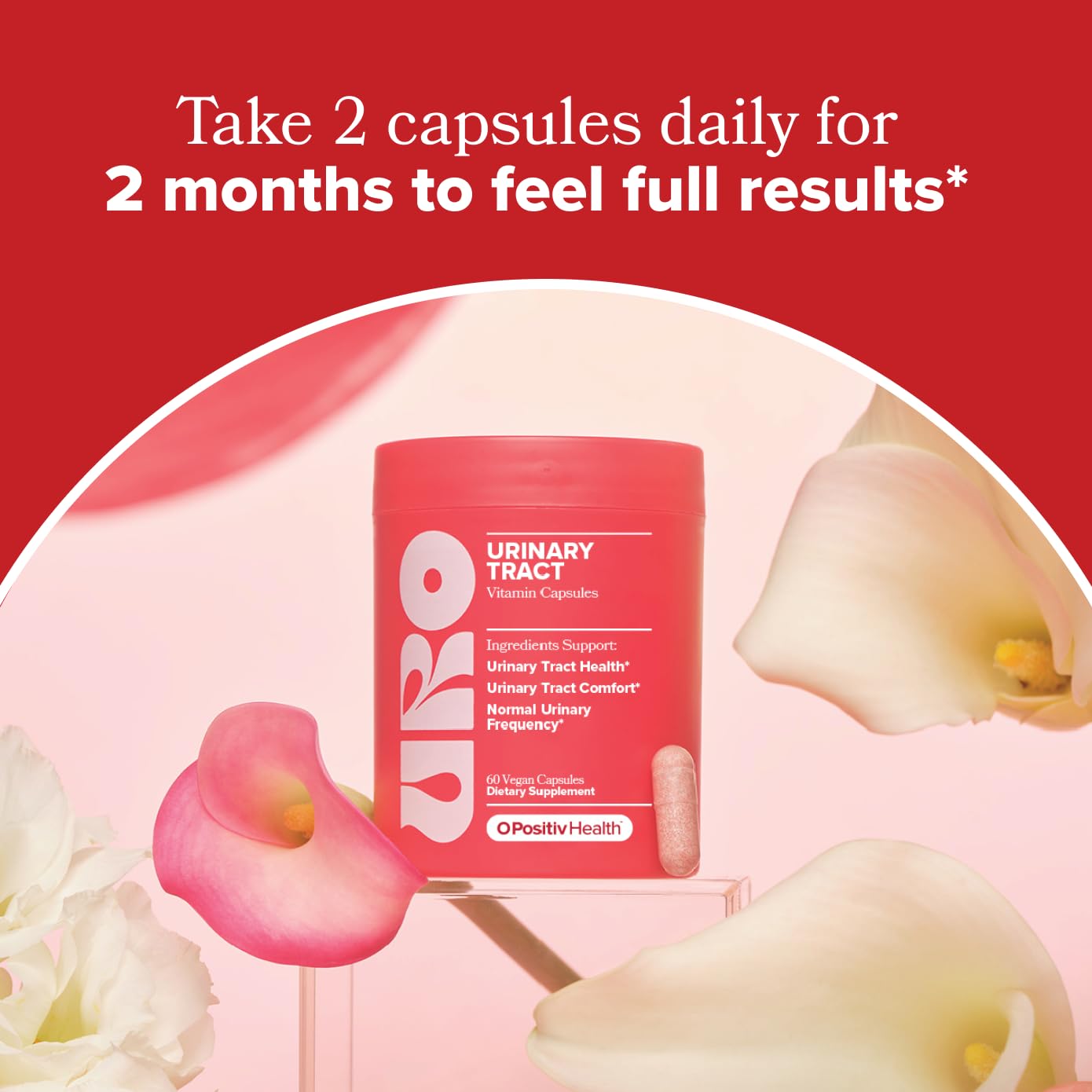 O Positiv URO Urinary Tract Health Supplement for Women, 60 Count (Pack of 1) - Urinary Support Vitamins with Pacran Complete Cranberry Extract, D-Mannose, & Vitamin C - Vegan & Gluten-Free