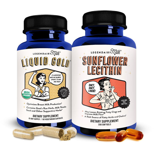 Legendairy Milk Liquid Gold + Sunflower Lecithin Lactation Supplement for Milk Supply Increase and for Clogged Milk Ducts - Breastfeeding Supplements for Milk Flow and Boost Milk Production