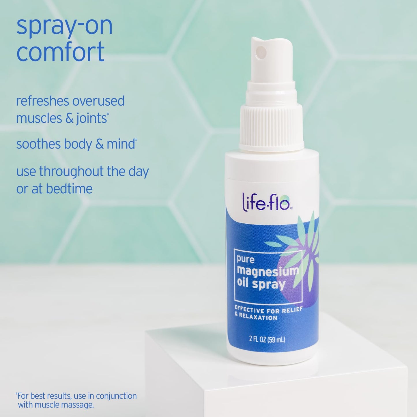 Life-flo Magnesium Bath Flakes and Pure Magnesium Oil Spray - Pure Magnesium Chloride from Zechstein Seabed - Relief and Relaxation Bundle - Soothes Muscles and Joints - 60-Day Guarantee, 26.4oz / 2oz
