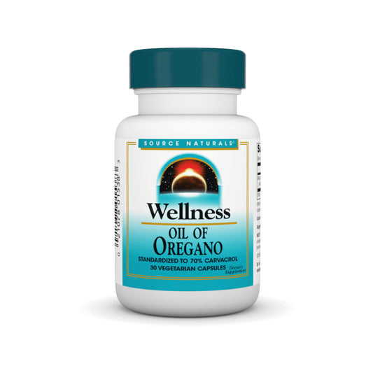 Pre-Order | Arrives in 5–10 Days – Source Naturals Wellness Oil of Oregano - Standardized to 70% Carvacrol - 30 Vegetarian Capsules