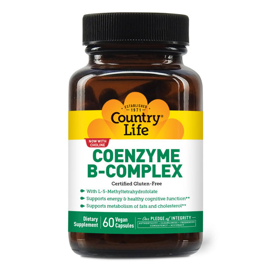 Pre-Order | Arrives in 5–10 Days – Country Life Coenzyme B-Complex, 60 Capsules – Supports Energy & Metabolism, Mood & Cognitive Function – Vegan, Gluten-Free, Bioavailable B Vitamins with Choline