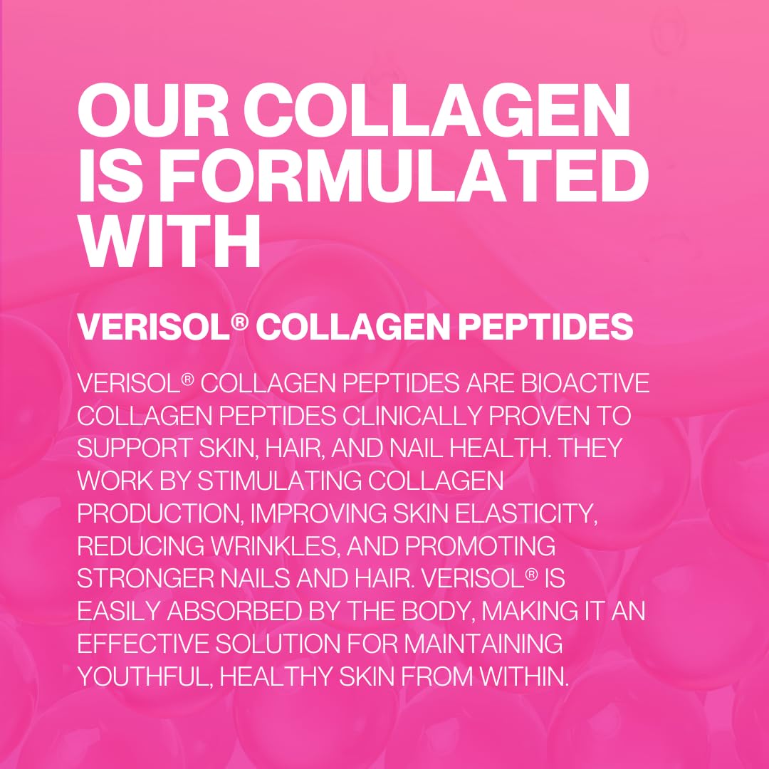 Liquid Collagen Glow for Women & Men– 5000mg VERISOL Hydrolyzed Collagen Peptides + Biotin | Supports Skin Elasticity, Hair Growth, Strong Nails | Clinically Studied Ingredients| 32 Serv