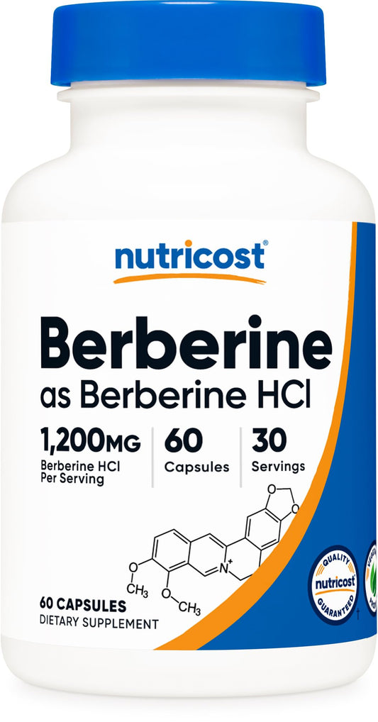 Nutricost Berberine HCl 1200mg , 60 Vegetarian Capsules - Gluten Free & Non-GMO