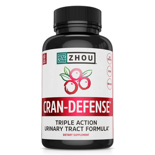 Zhou Cran-Defense - Cranberry Pills for Women & Men, D Mannose with Cranberry Extract, 1000 mg D-Mannose Per Capsule for Urinary Tract Health, Antioxidant Support - 60 Veggie Capsules