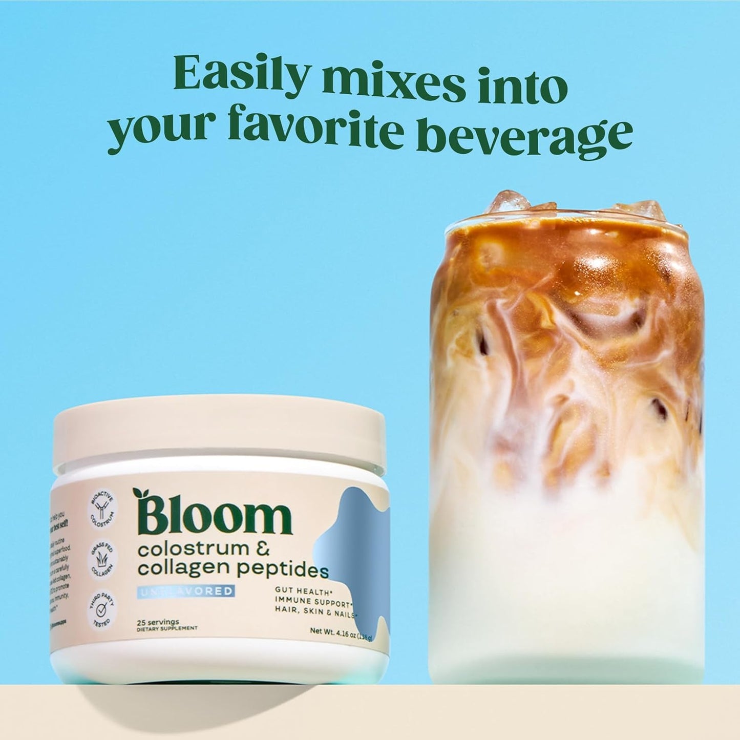 Pre-Order | Arrives in 5–10 Days – 
Bloom Nutrition Bovine Colostrum Powder for Gut Health, Immune Support, Hair Growth & Beauty Supplement, Gluten Free, Sugar Free | Unflavored, 25 Servings