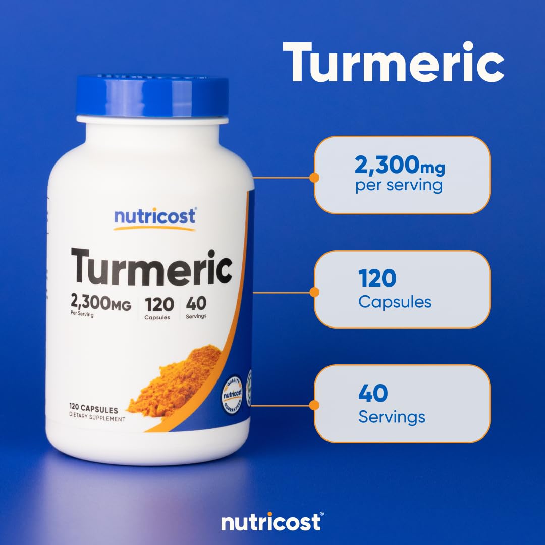 Pre-Order | Arrives in 5–10 Days – Nutricost Turmeric Curcumin with BioPerine and 95% Curcuminoids, 2300mg, 120 Capsules, Veggie Capsules, 767mg Per Cap, 40 Servings, Gluten Free, Non-GMO