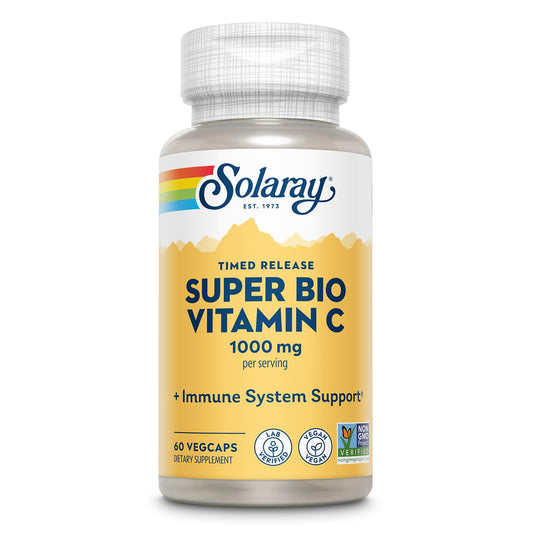 Pre-Order | Arrives in 5–10 Days – SOLARAY Super Bio Buffered Vitamin C 1000mg, Two-Stage, Timed Release Vitamin C with Bioflavonoids, Immune Support Supplement - High Absorption, Vegan, 60 Day Guarantee, 30 Servings, 60 VegCaps