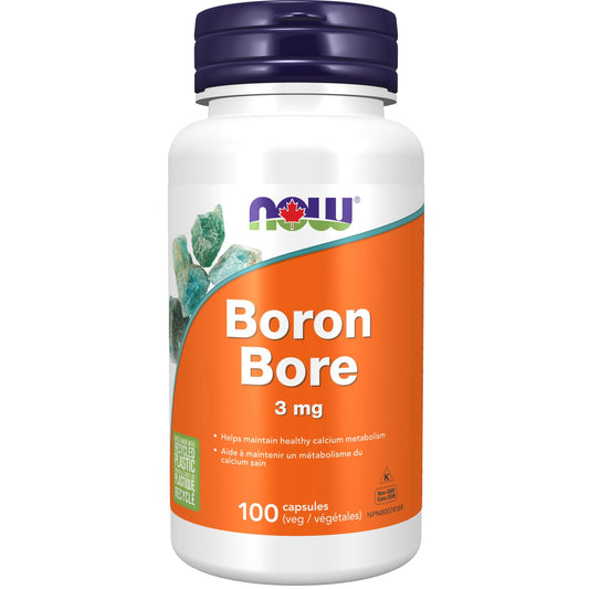 Pre-Order | Arrives in 5–10 Days – NOW Foods Supplements, Boron 3 mg (Bororganic Glycine), Structural Support*, 100 Veg Capsules