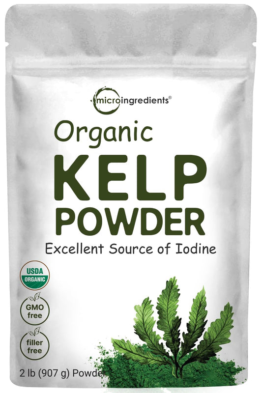 Pre-Order | Arrives in 5–10 Days – Organic Kelp Powder, 2lbs | Sustainably US Grown, Raw Ascophyllum Nodosum Source | Rich in Iodine for Thyroid Support, Body Scrubs, & Skin Care | Sea Vegetable | Non-GMO, Vegan