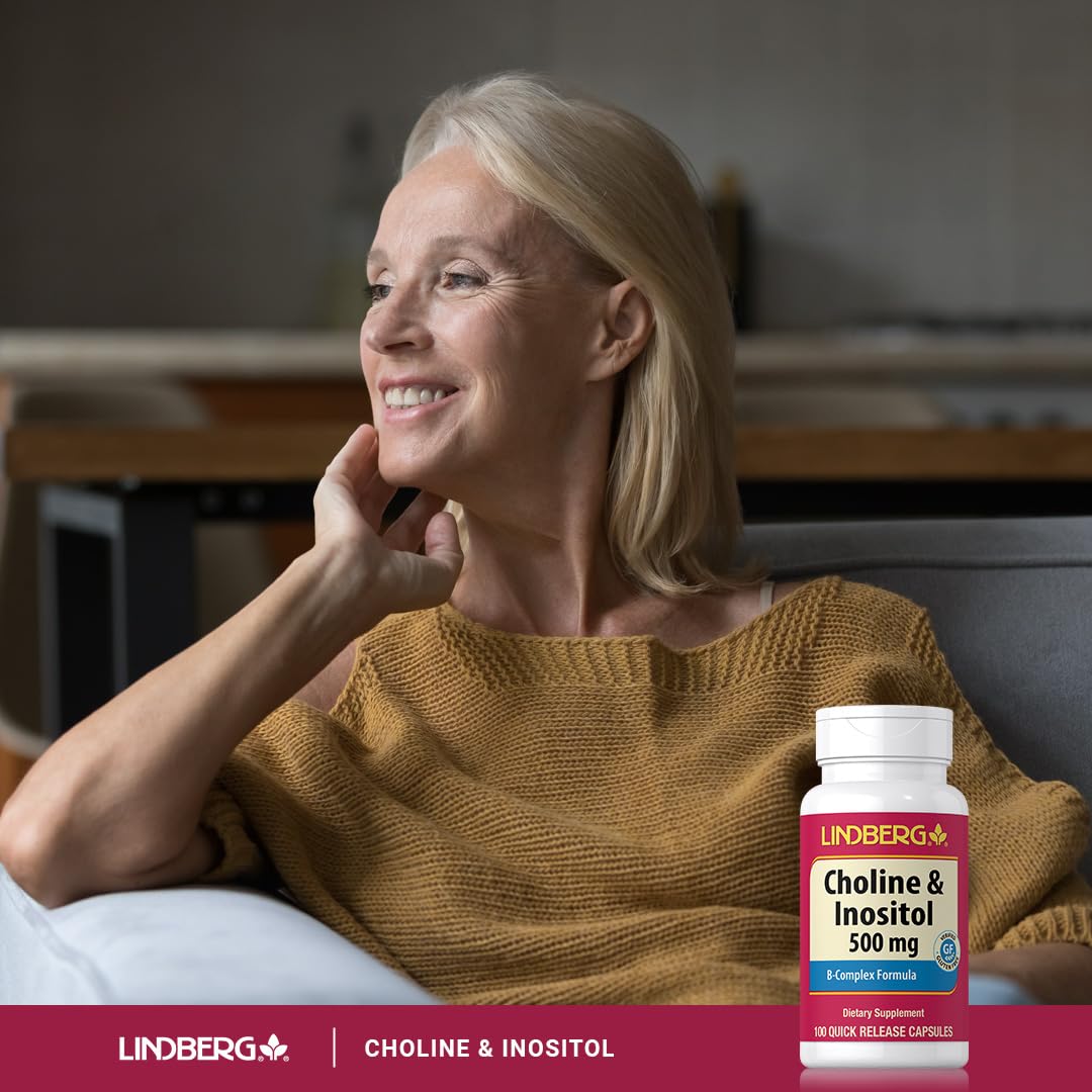 Lindberg Choline Inositol Supplement | 500mg | 100 Capsules | Vitamin B Complex | Non-GMO, Gluten Free