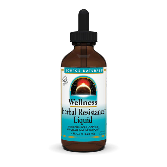 Pre-Order | Arrives in 5–10 Days – Source Naturals Wellness Herbal Resistance Liquid with Echinacea, Coptis, and Yin Chiao, Immune Support* - Alcohol Free - 4 Fliud Oz