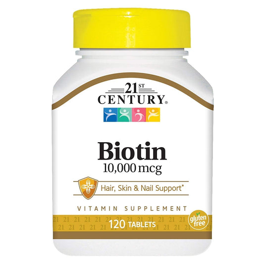 21st Century Biotin 10000 mcg, 120 Tablets (Pack of 4)