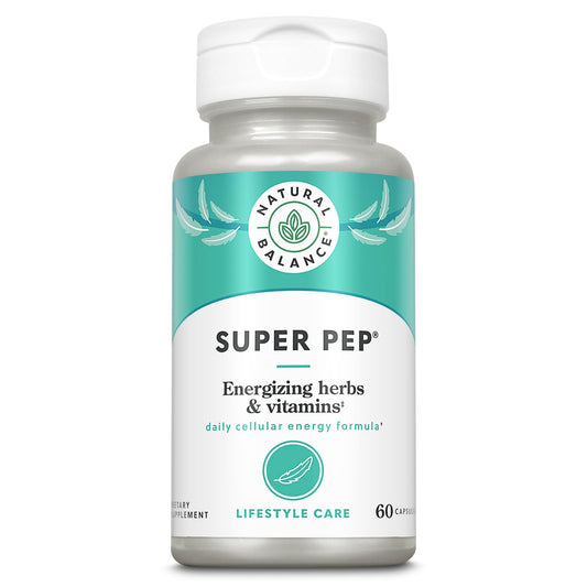 Natural Balance Super Pep | All Day Herbal Energy Supplement | with Eleuthero, Kola Nut, Gotu Kola, B-Vitamins & Chromium | 60 Capsules, 30 Servings