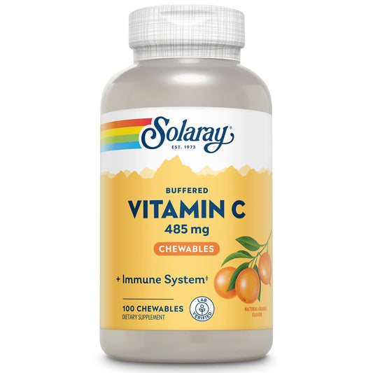 Pre-Order | Arrives in 5–10 Days – SOLARAY Chewable Vitamin C with Rose HIPS and Acerola Cherry - Buffered Vitamin C for Gentle Digestion - Immune Support Supplement - Natural Orange Flavor, 60-Day Guarantee, 100 Serv, 100 Chewables