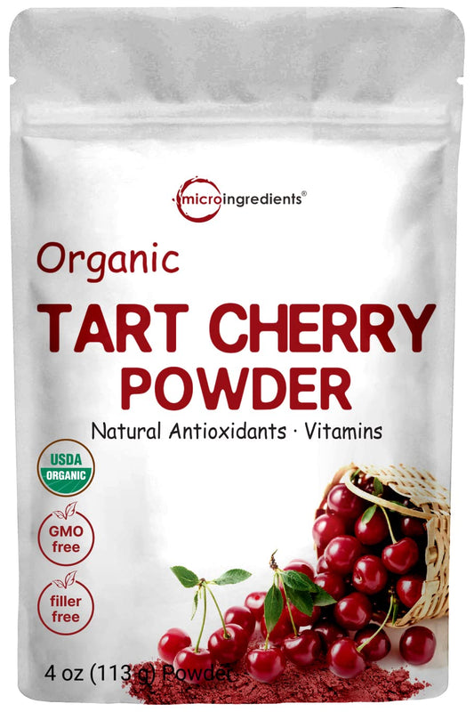 Pre-Order | Arrives in 5–10 Days – Organic Tart Cherry powder, 4oz | 100% Natural Fruit Powder | US Grown Tart Cherries Source | No Sugar & Additives | Great Flavor for Drinks, Smoothie, & Beverages | Non-GMO & Vegan Friendly