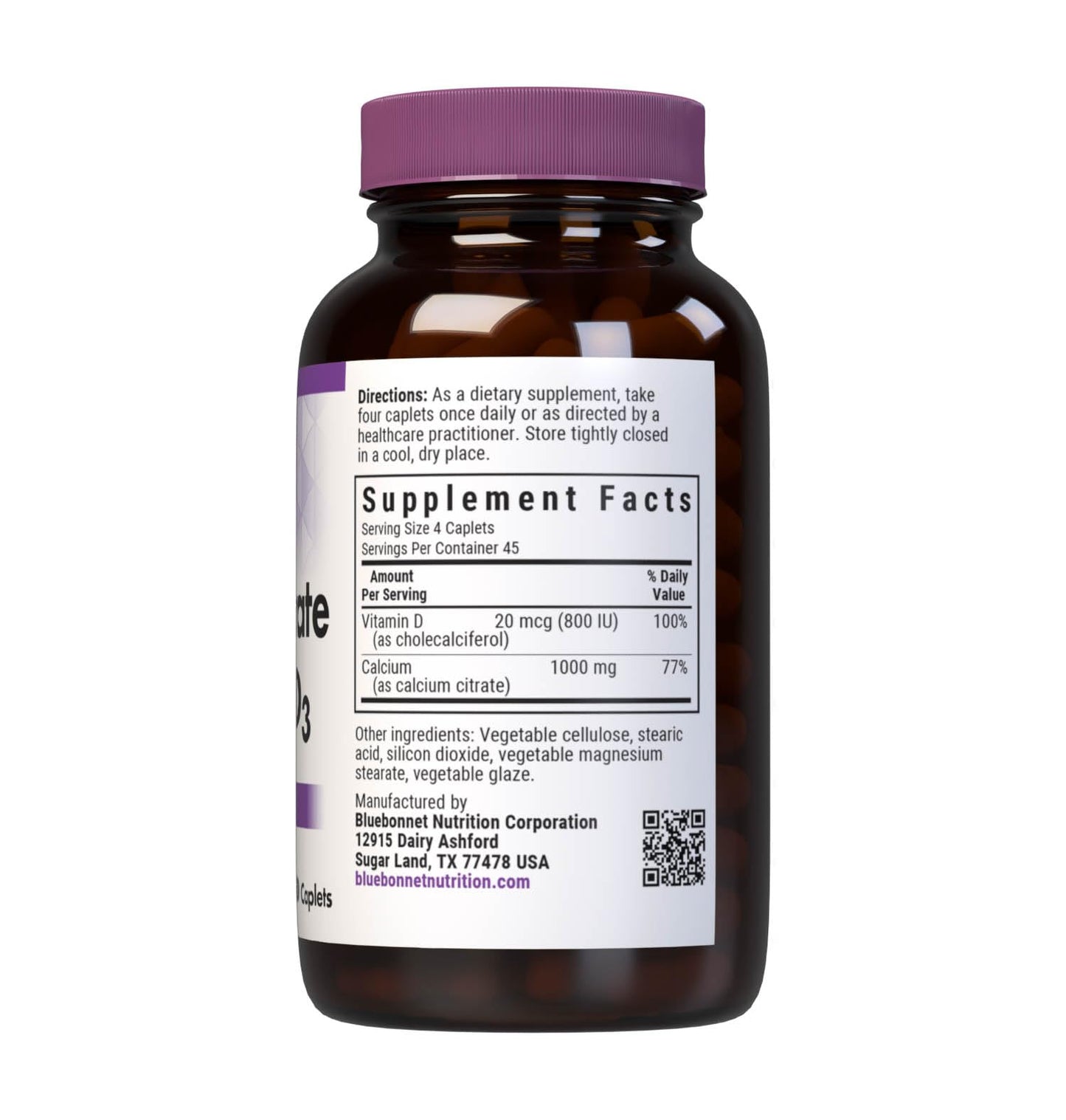 Pre-Order | Arrives in 5–10 Days – Bluebonnet Calcium Citrate with Vitamin D3 - Daily Bone Health & Strength Plus Immune Support* 1000mg Calcium Supplement for Women & Men - Non-GMO, Gluten-Free - 180 Caplets