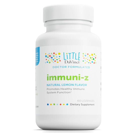 Pre-Order | Arrives in 5–10 Days – DAVINCI Little Immuni-z - Kids Zinc Lozenge to Support Immune Health, Throat Tissue, Brain Health and Development, Sleep and Focus - with Zinc Citrate and More - Lemon Flavor - 60 Lozenges