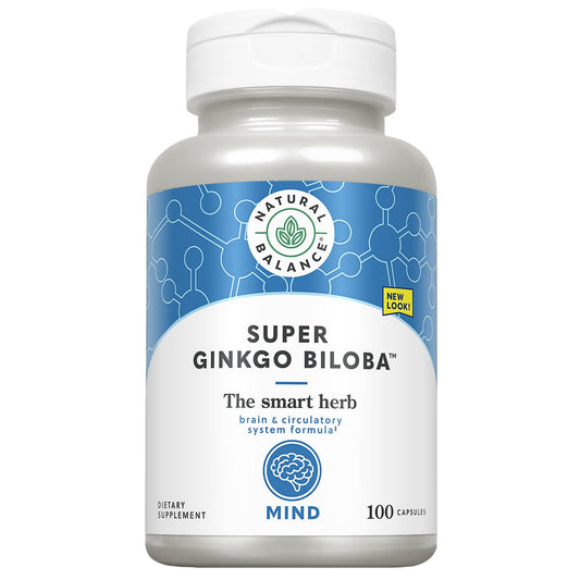 Natural Balance Super Ginkgo Biloba Plus | Brain & Circulation Formula to Help Support Focus, Memory & Blood Flow | with Gotu Kola | 100ct, 50 Serv.