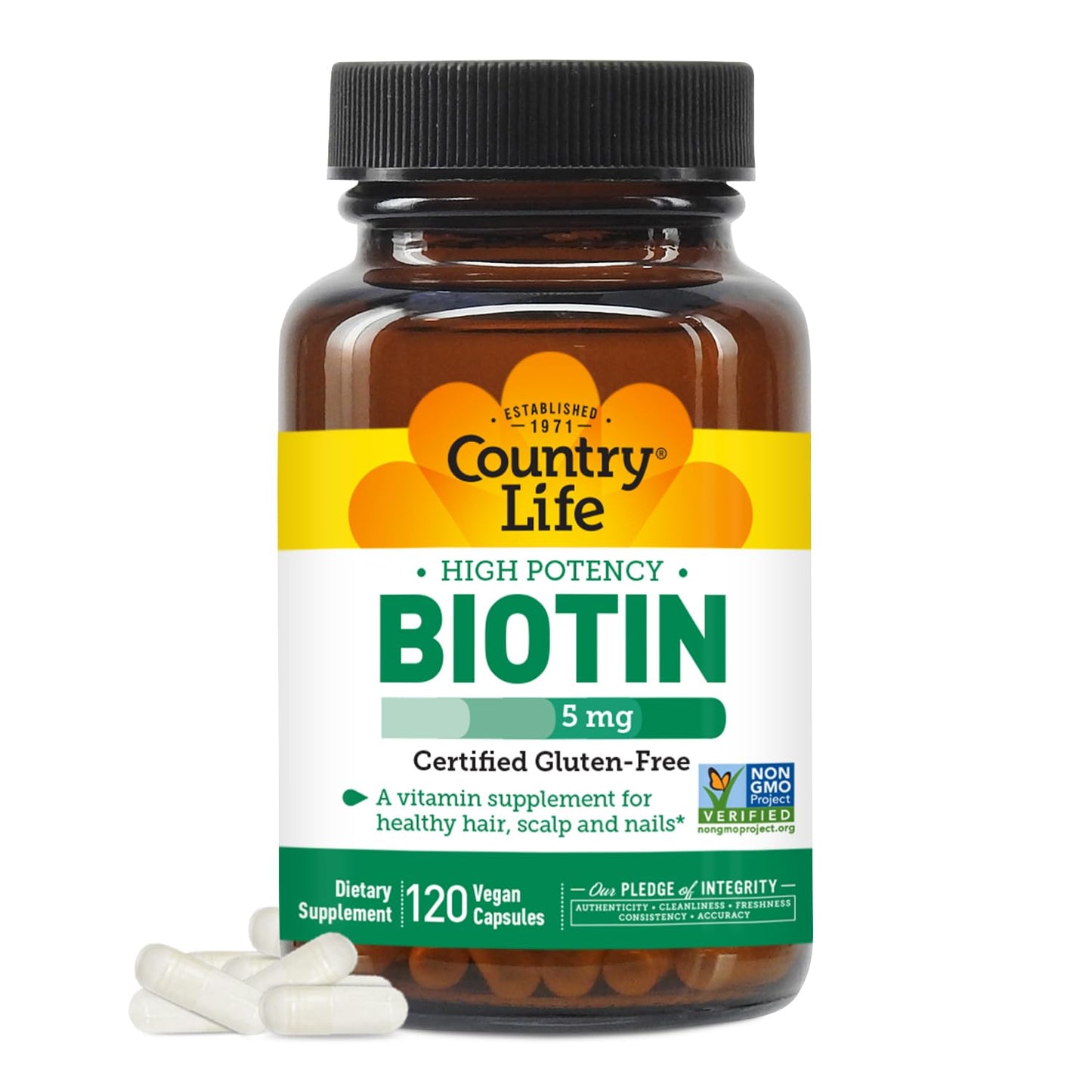 Pre-Order | Arrives in 5–10 Days – Country Life Country Life Biotin 5 mg Vegicaps, 120 Count