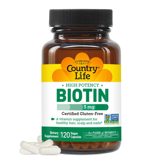 Pre-Order | Arrives in 5–10 Days – Country Life Country Life Biotin 5 mg Vegicaps, 120 Count