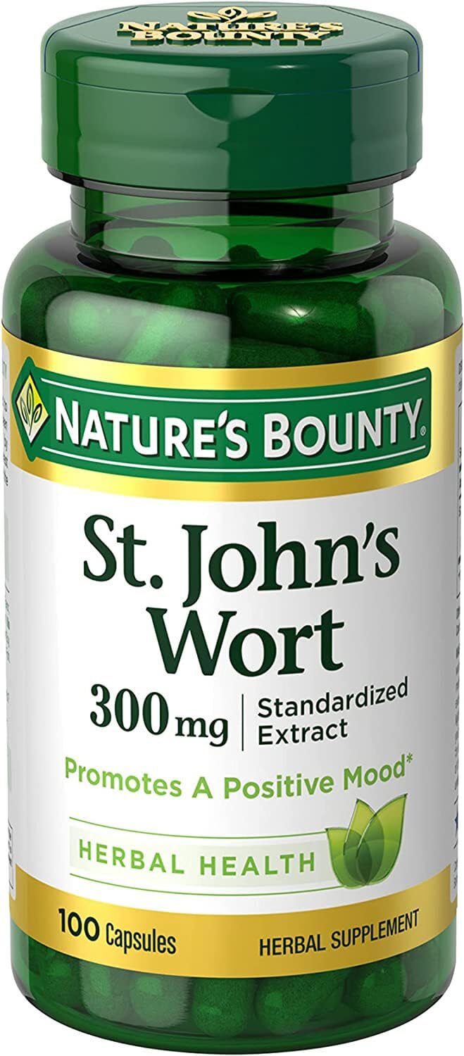 Nature's Bounty St. John's Wort 300mg Capsules, Herbal Health Supplement, Promotes a Positive Mood, 100 Capsules