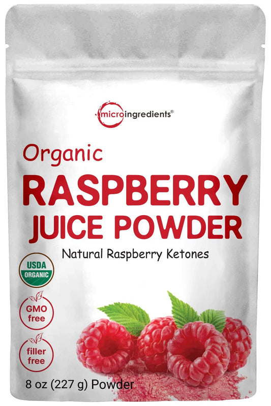 Pre-Order | Arrives in 5–10 Days – Organic Raspberry Juice powder, 8oz | 100% Natural Fruit Powder | Freeze-Dried Raspberries Source | No Sugar & Additives | Great Flavor for Drinks, Smoothie, & Beverages | Non-GMO & Vegan Friendly