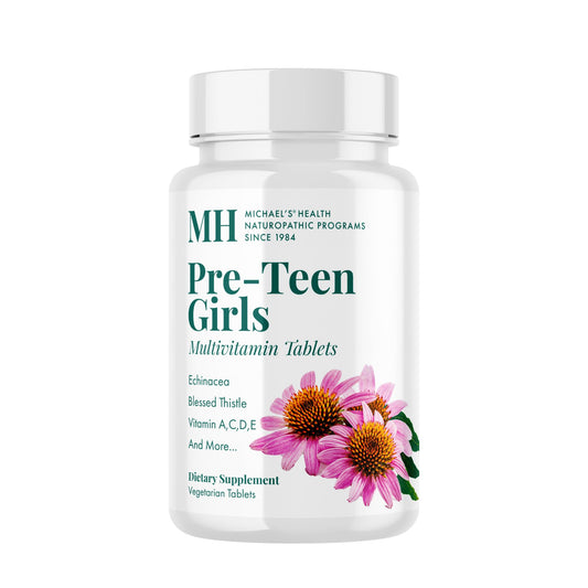 MICHAEL'S Health Naturopathic Programs Pre-Teen Girls - 30 Vegetarian Tablets - Daily Multivitamin for Healthy Growth & Development - Kosher - 15 Servings