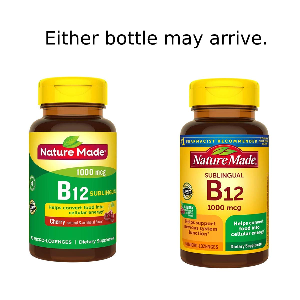 Nature Made B-12 1000 mcg Micro-Lozenges Cherry Flavor 50 ea (Pack of 2)