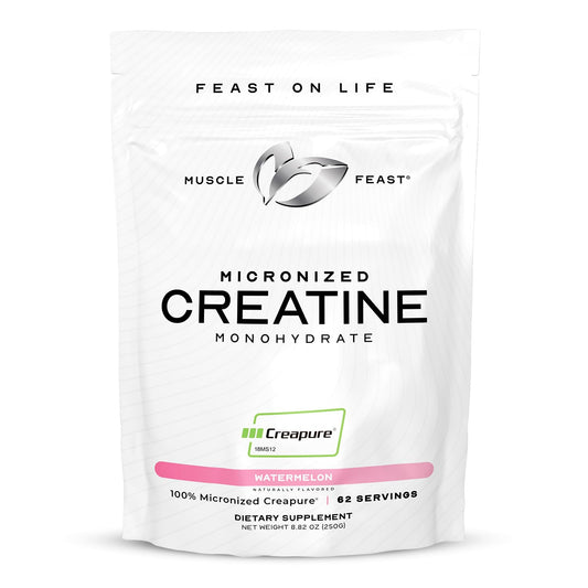 Muscle Feast Creapure Micro - Micronized Creatine Monohydrate Powder | Premium Pre-Workout or Post-Workout | Easy to Mix, Gluten-Free, Safe and Pure, (Watermelon, 250g)